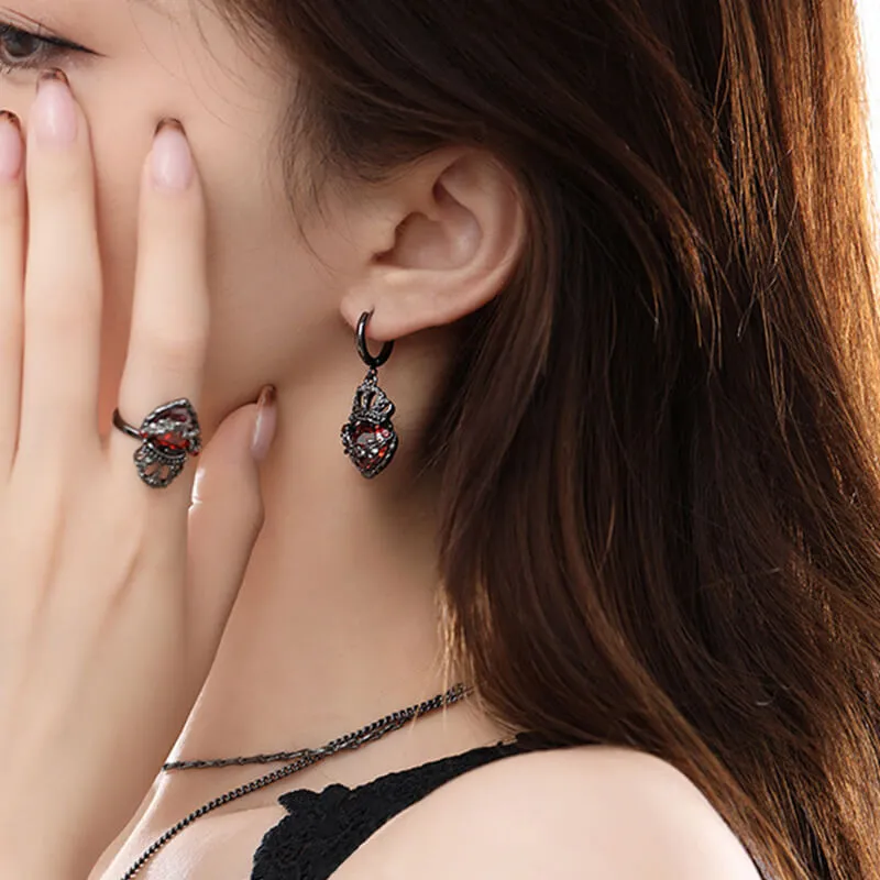 Gothic Crown Heart Alloy Earrings