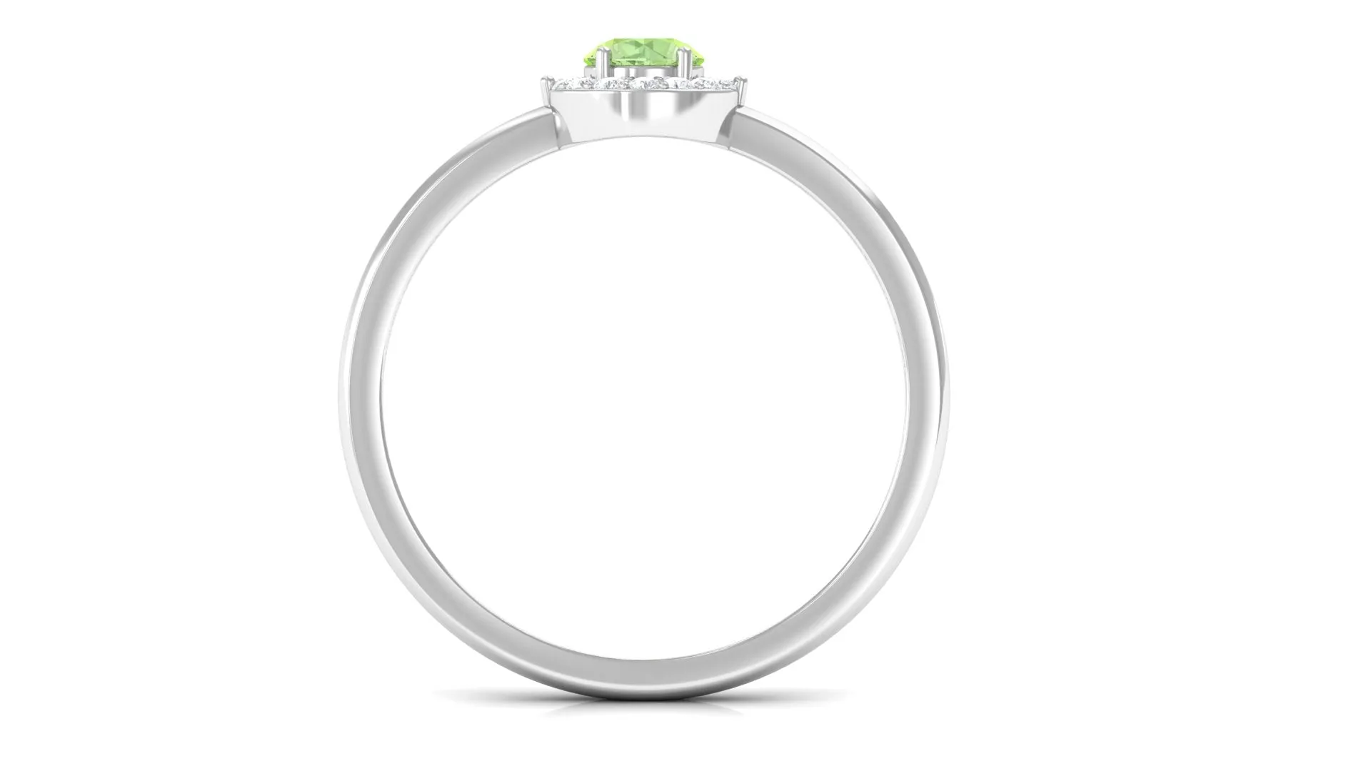 Green Sapphire Minimal Promise Ring with Diamond Halo