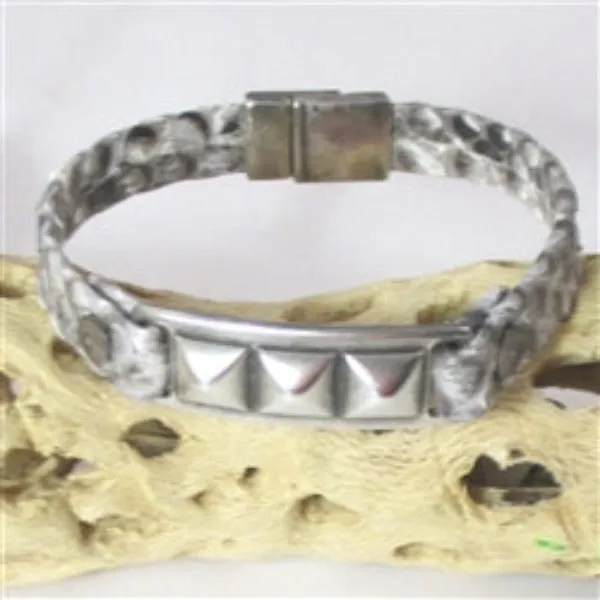 Grey Snakeskin Man's Leather Bracelet