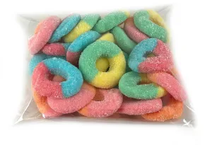 Hand Packed Gummi Neon Rings Flat Bags