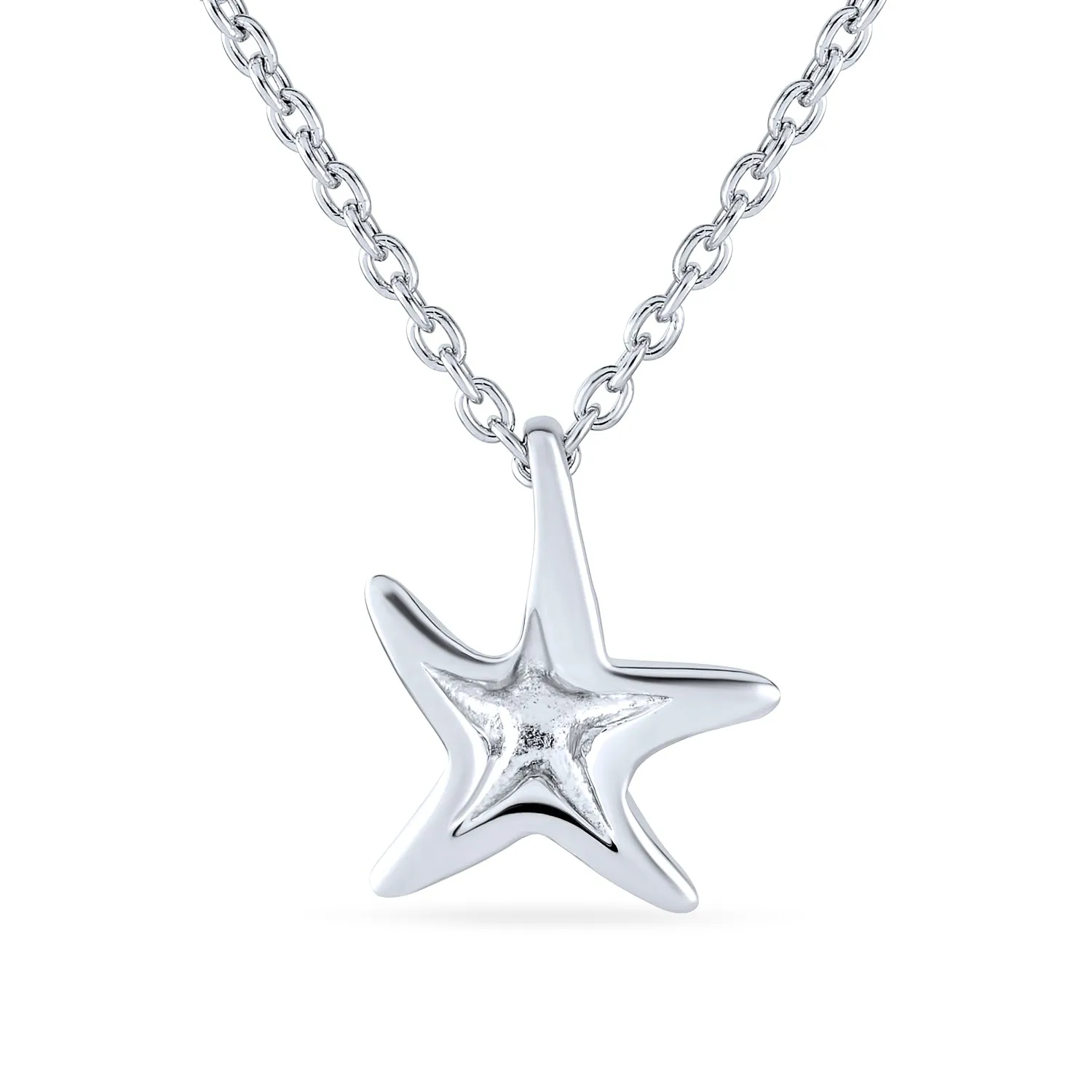 Hawaii Ocean Starfish Pendant Necklace in Sterling Silver for Teens