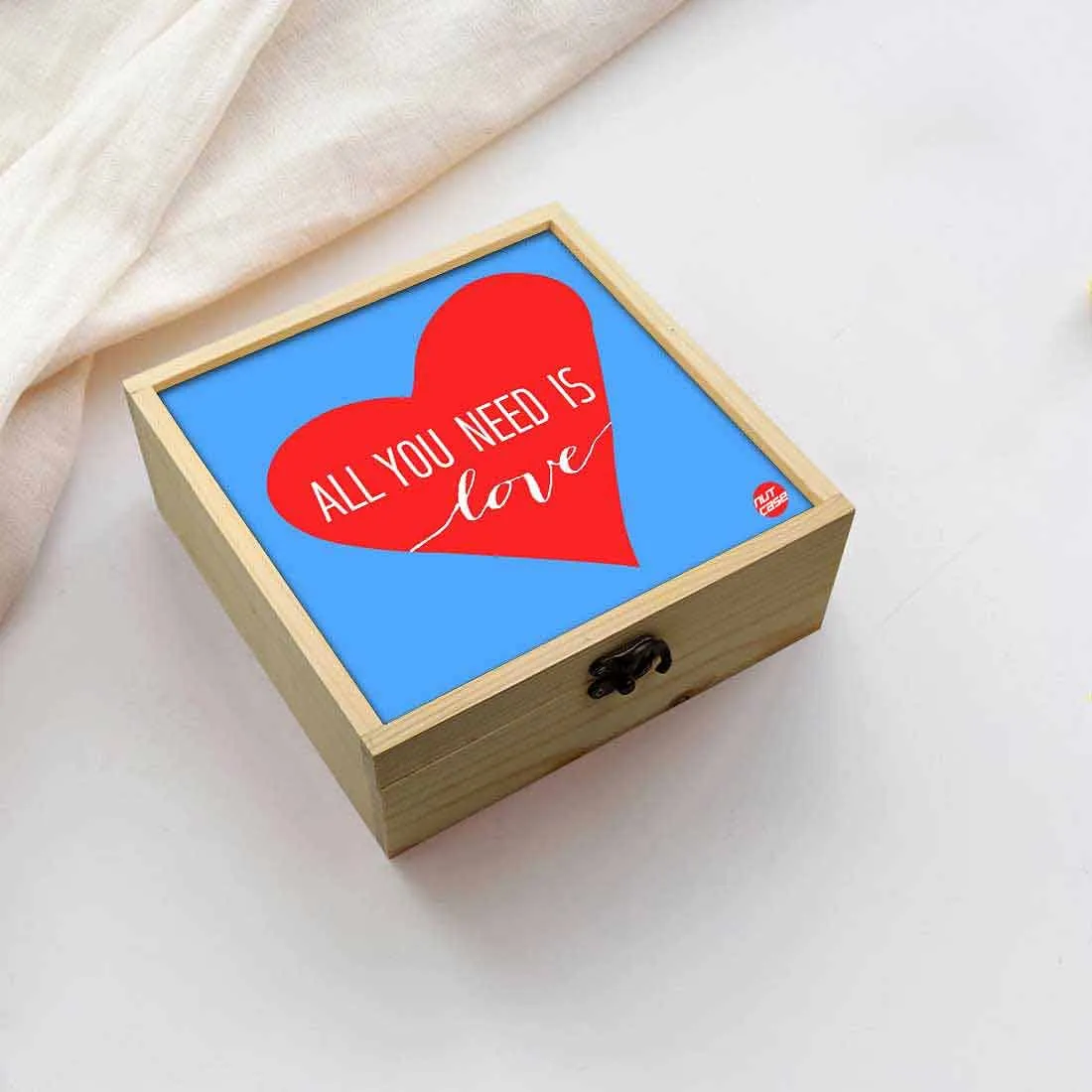 Jewellery Box Makepup Organizer -  All You Need Is Love Blue