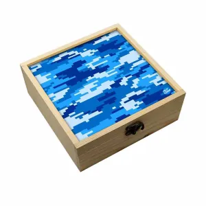 Jewellery Box Wooden Jewelry Organizer -  8 Bit Camo Blue Navy