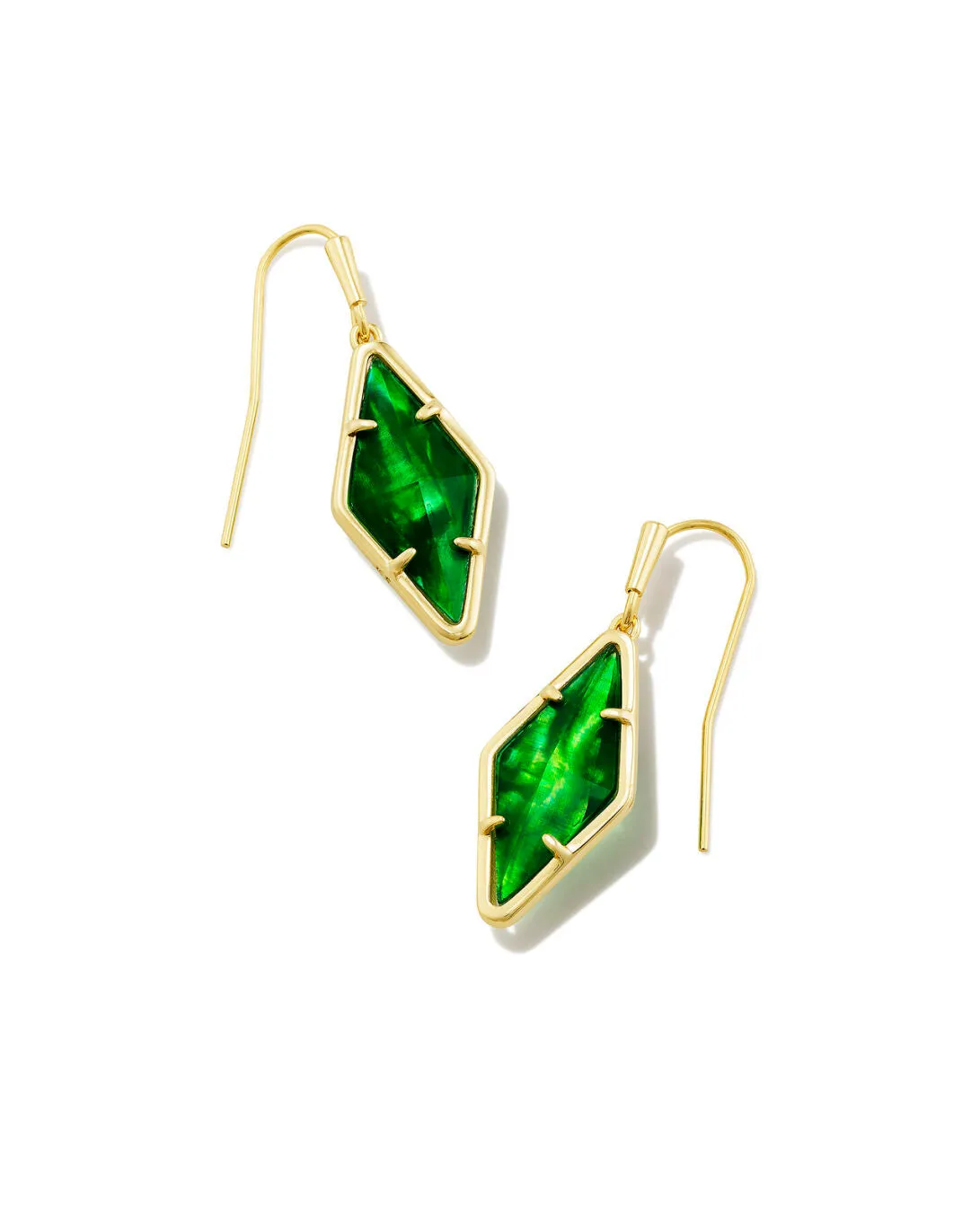 Kinsley Drop Earrings Gold - Kelly Green Illusion