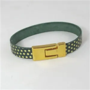 Leather Bracelet for a Woman Bottle Green & Gold