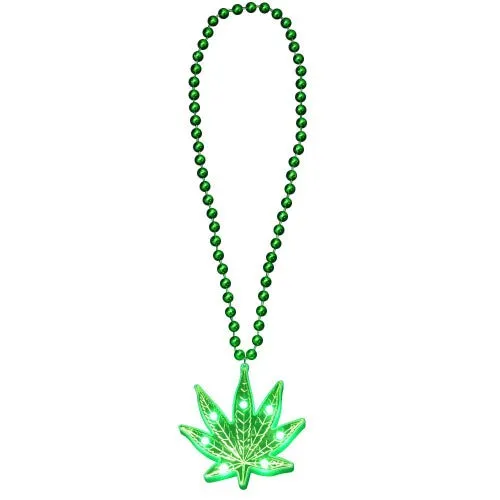 Light Up Pot Leaf Beaded Necklace