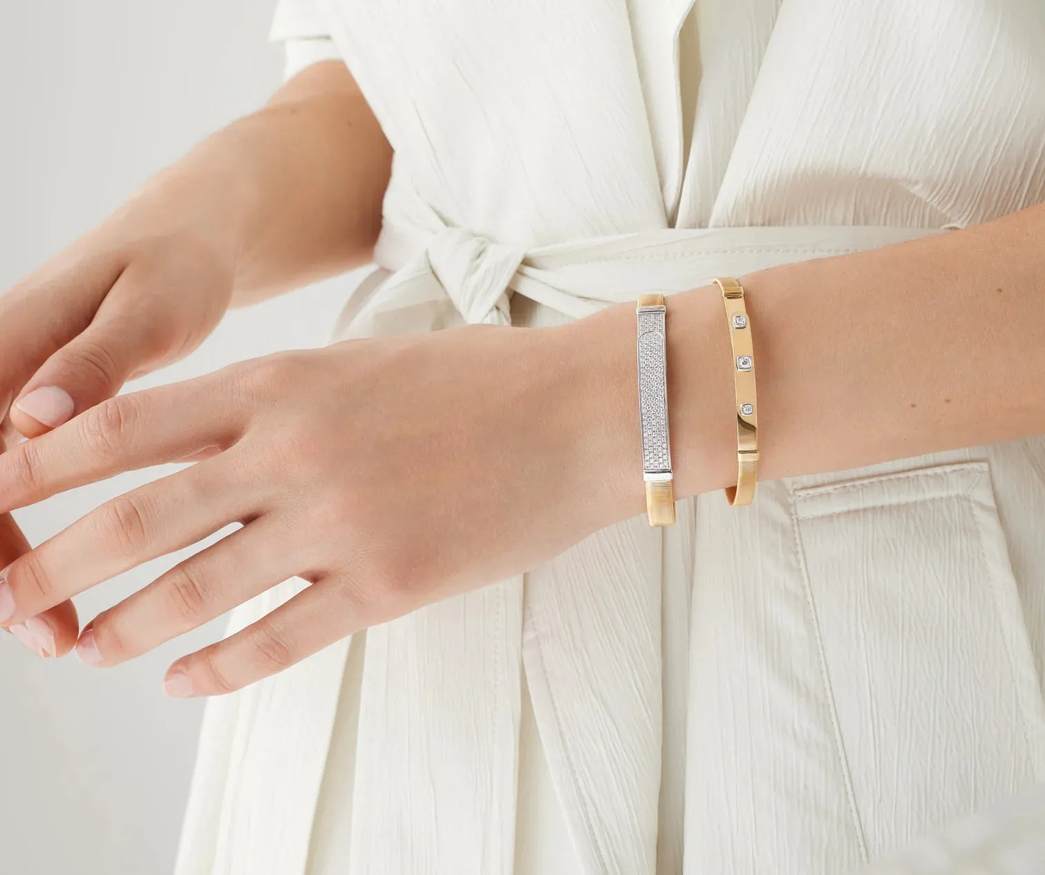 Marco Bicego Gold Coil and Diamond Bangle Bracelet