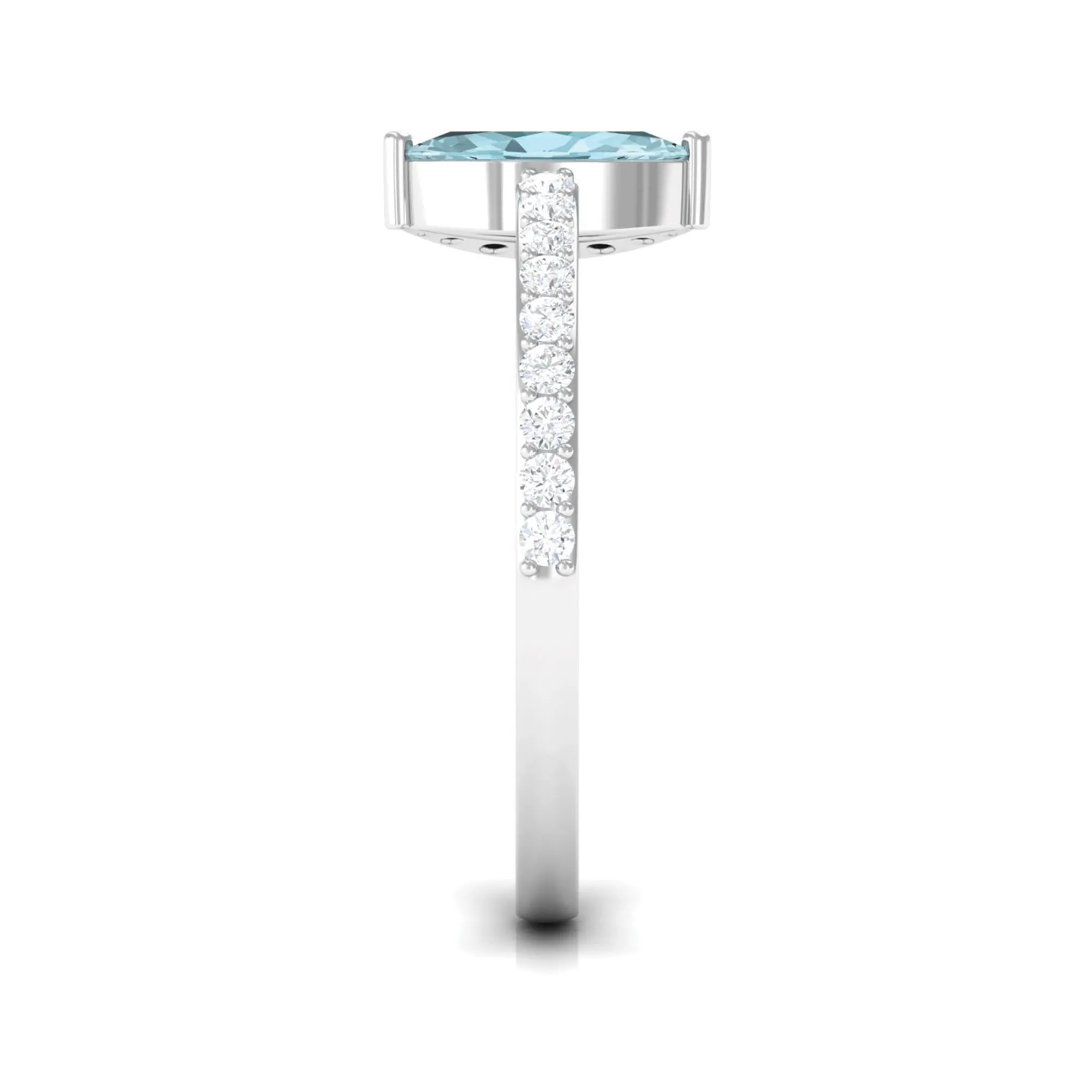 Marquise Cut Sky Blue Topaz and Diamond Minimal Ring