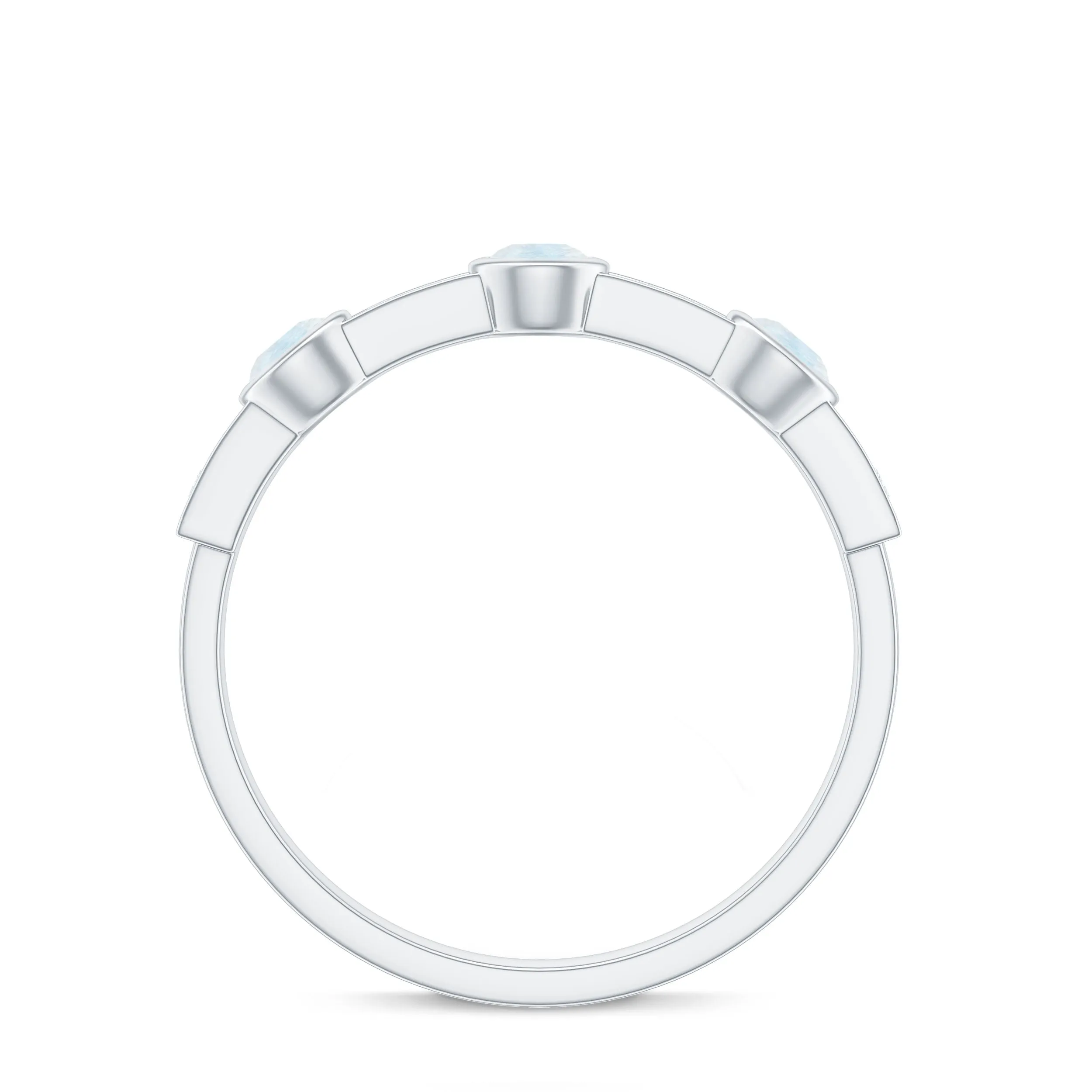 Minimal Half Eternity Ring with Moonstone and Diamond