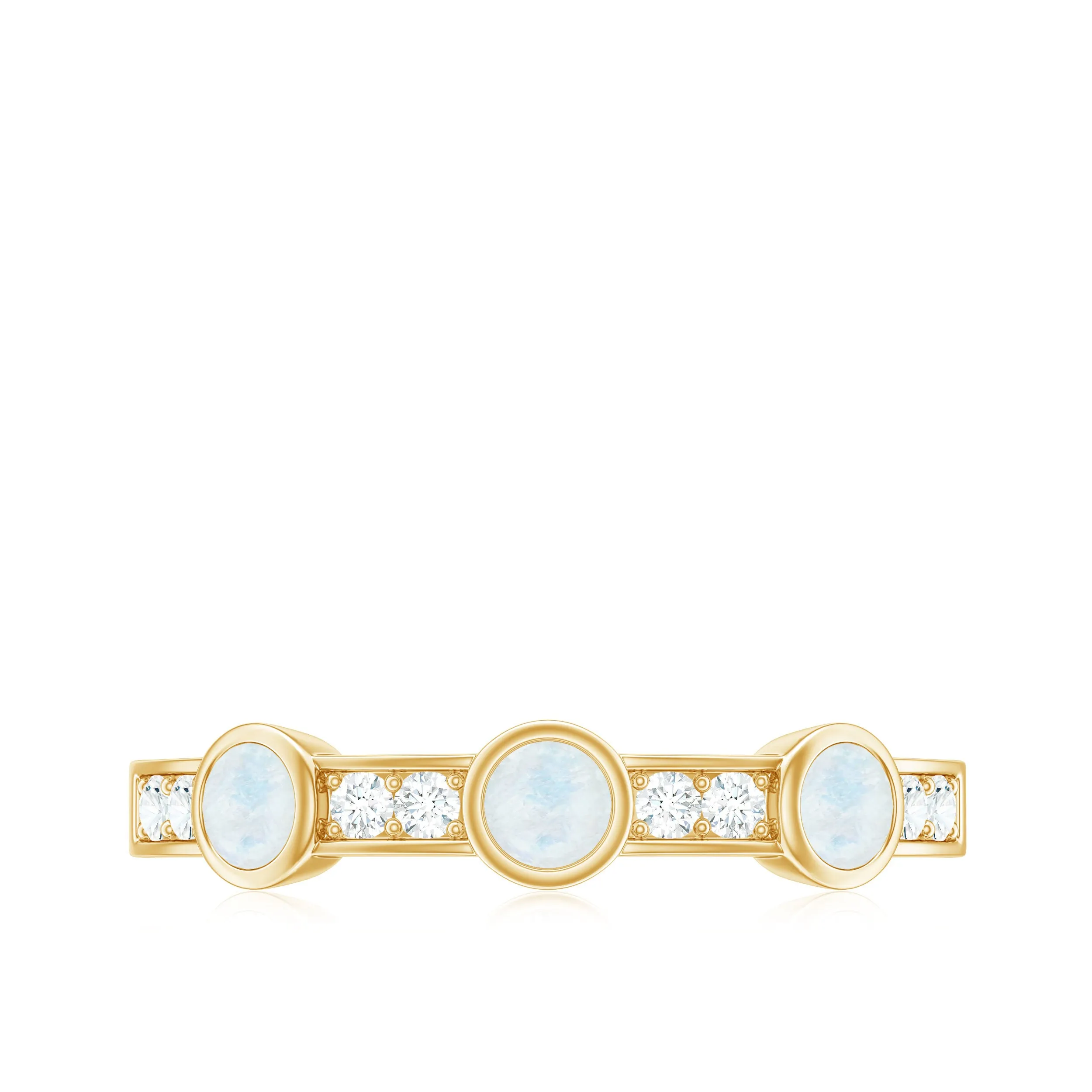 Minimal Half Eternity Ring with Moonstone and Diamond