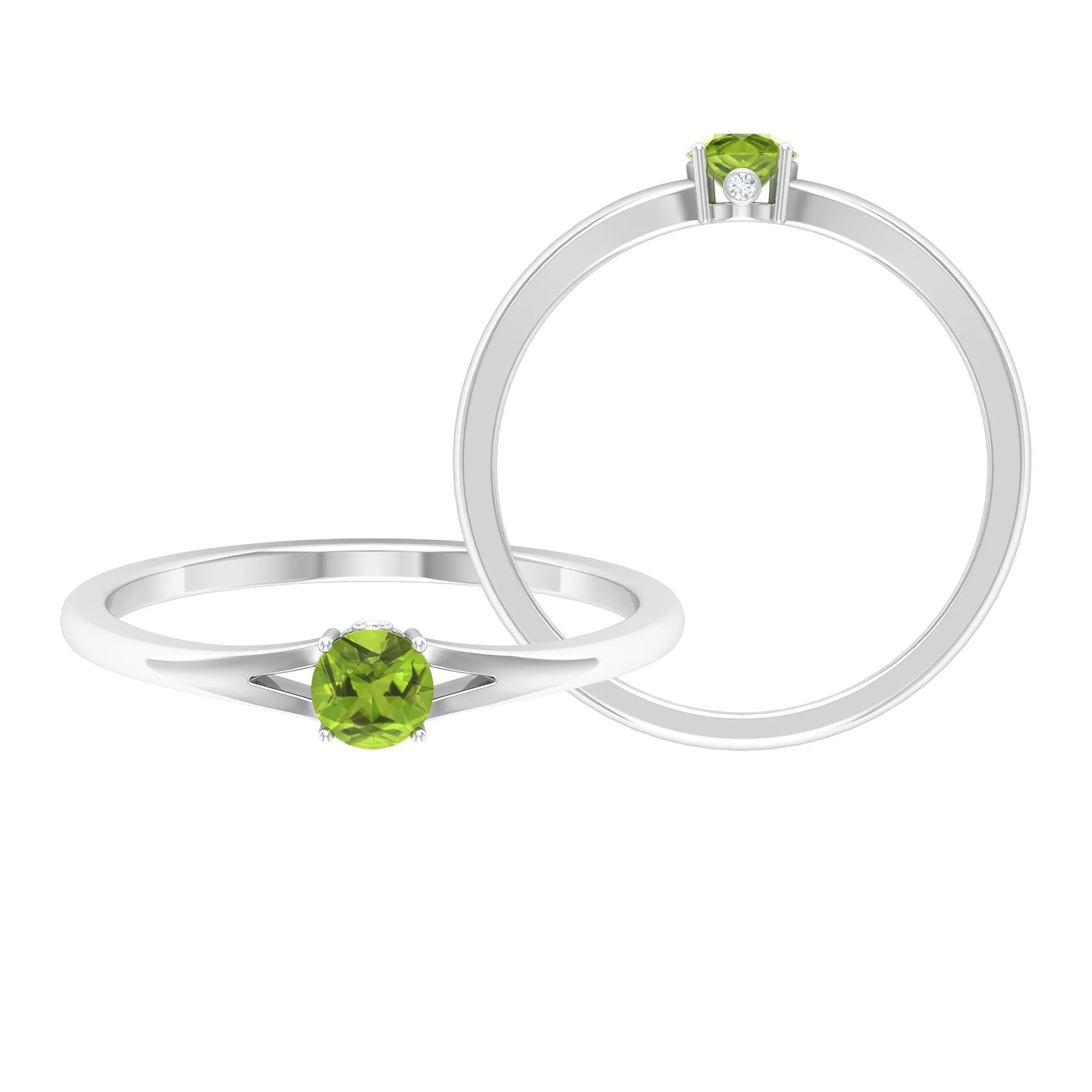 Minimal Peridot Solitaire Promise Ring in Split Shank