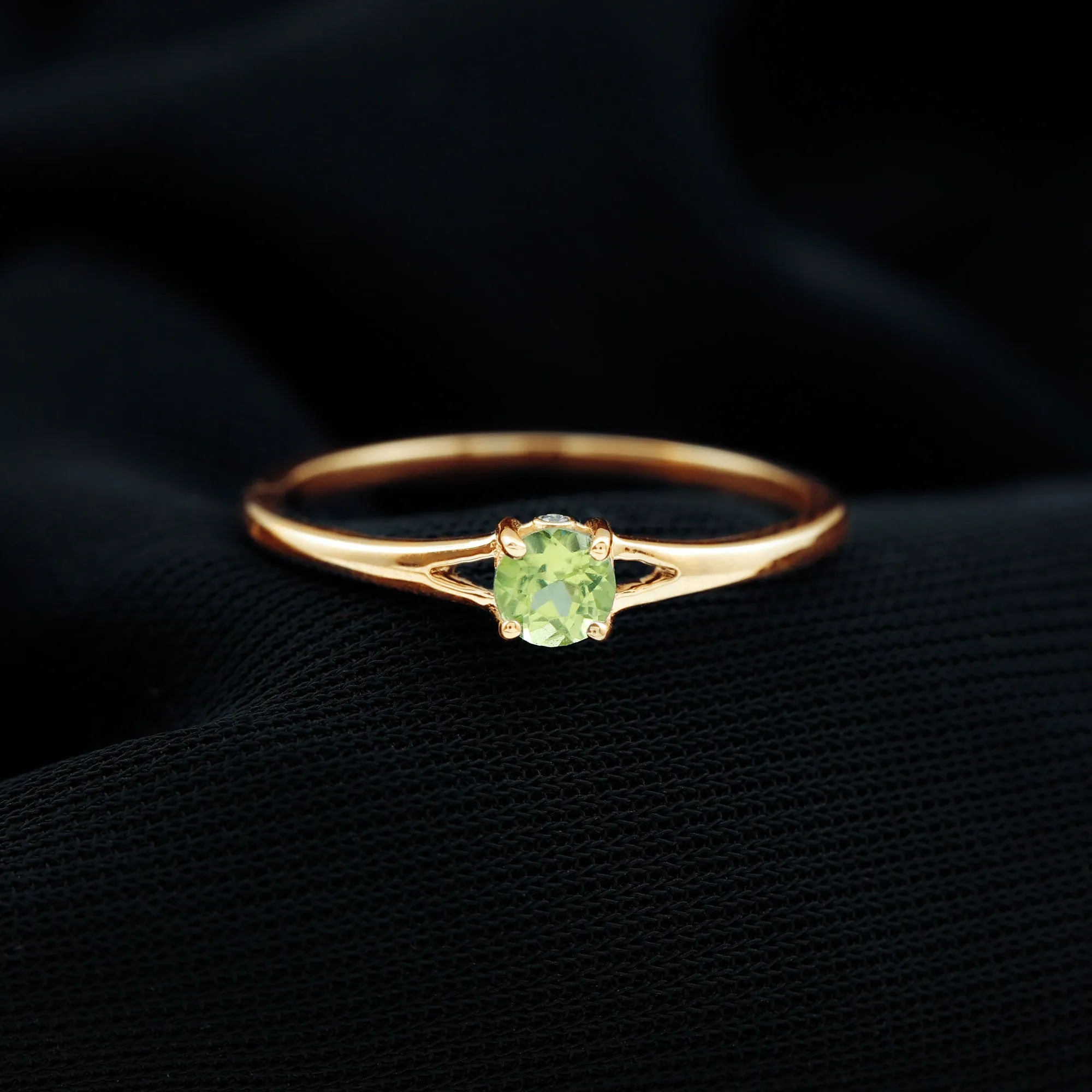 Minimal Peridot Solitaire Promise Ring in Split Shank