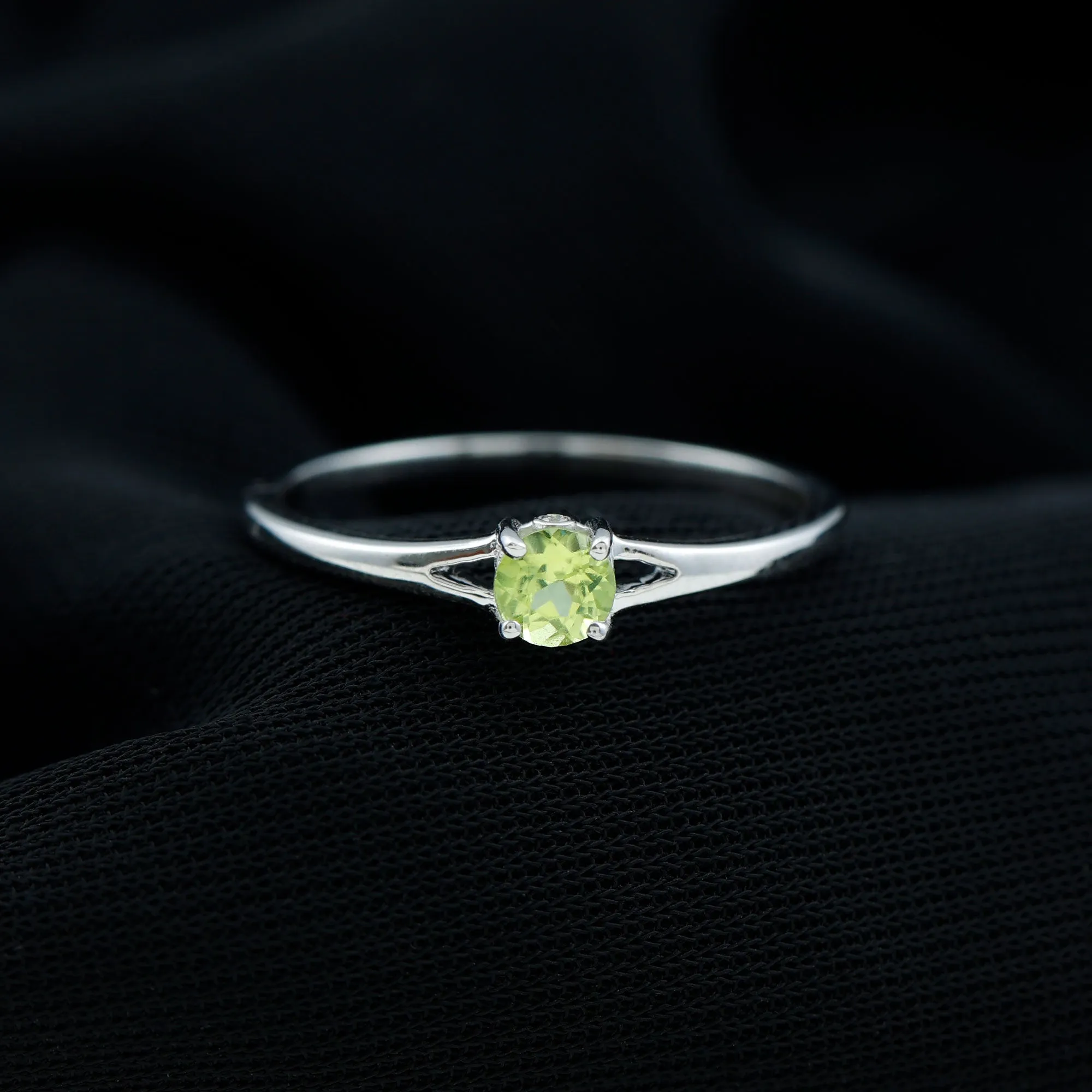 Minimal Peridot Solitaire Promise Ring in Split Shank