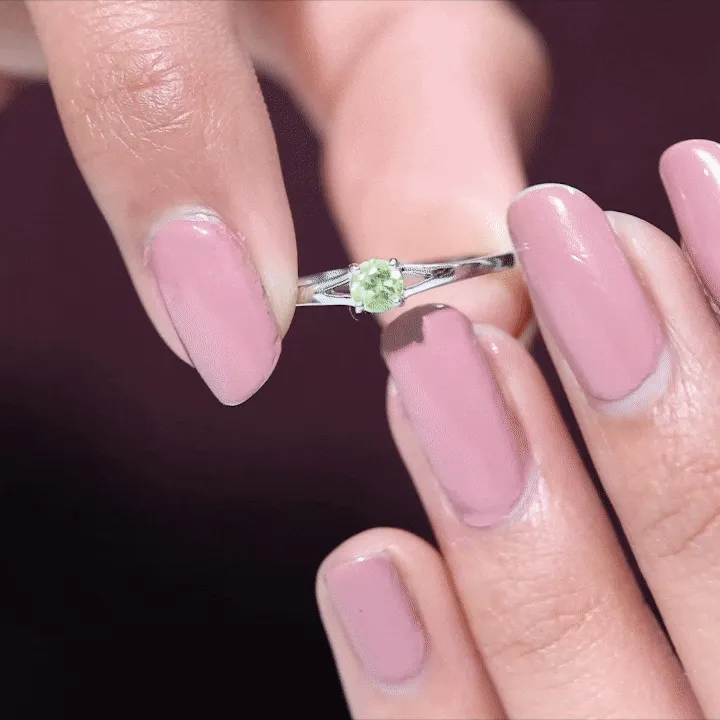 Minimal Peridot Solitaire Promise Ring in Split Shank