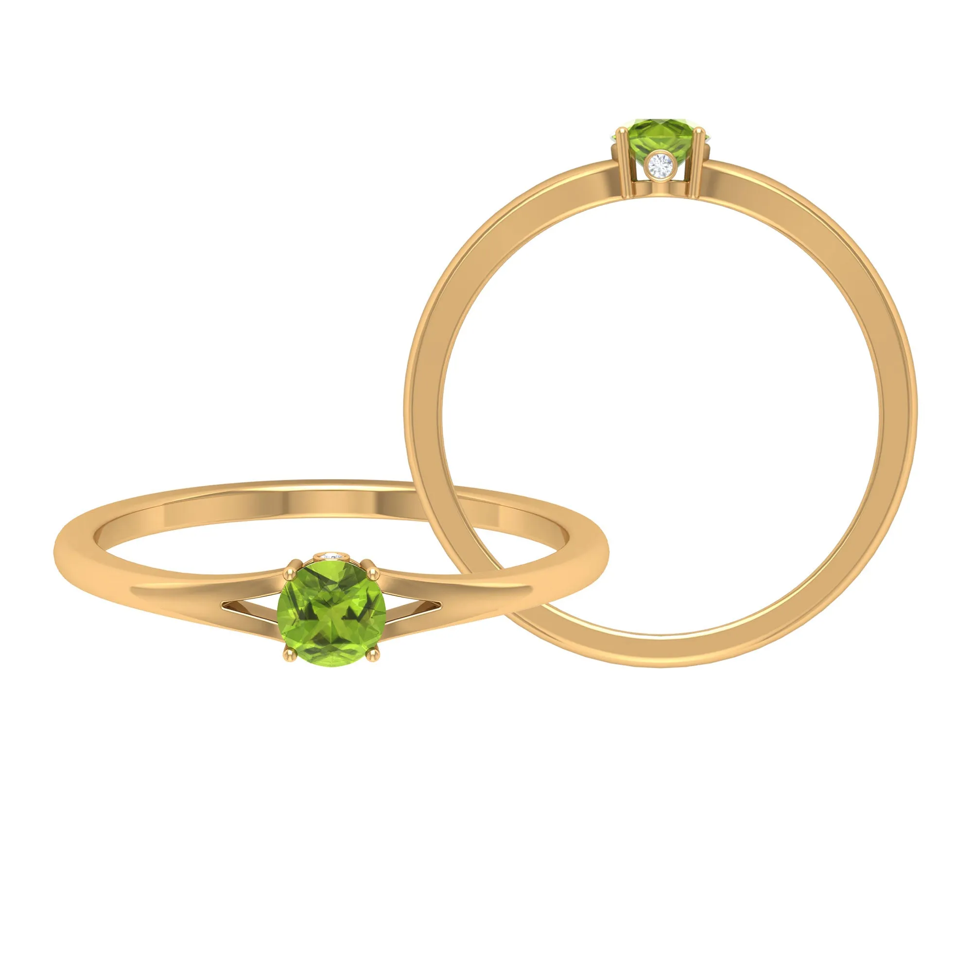 Minimal Peridot Solitaire Promise Ring in Split Shank