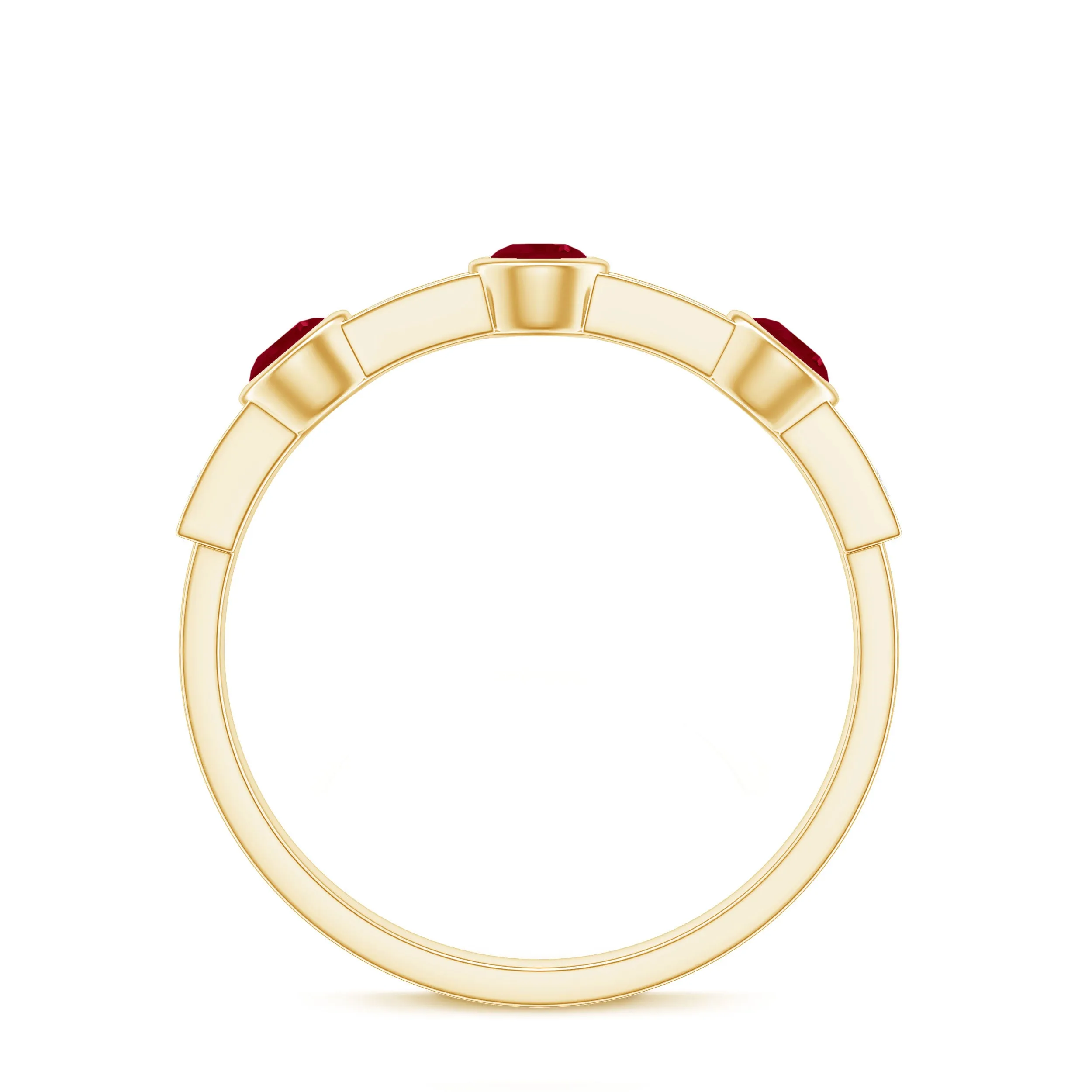 Minimal Semi Eternity Ring with Red Ruby and Diamond