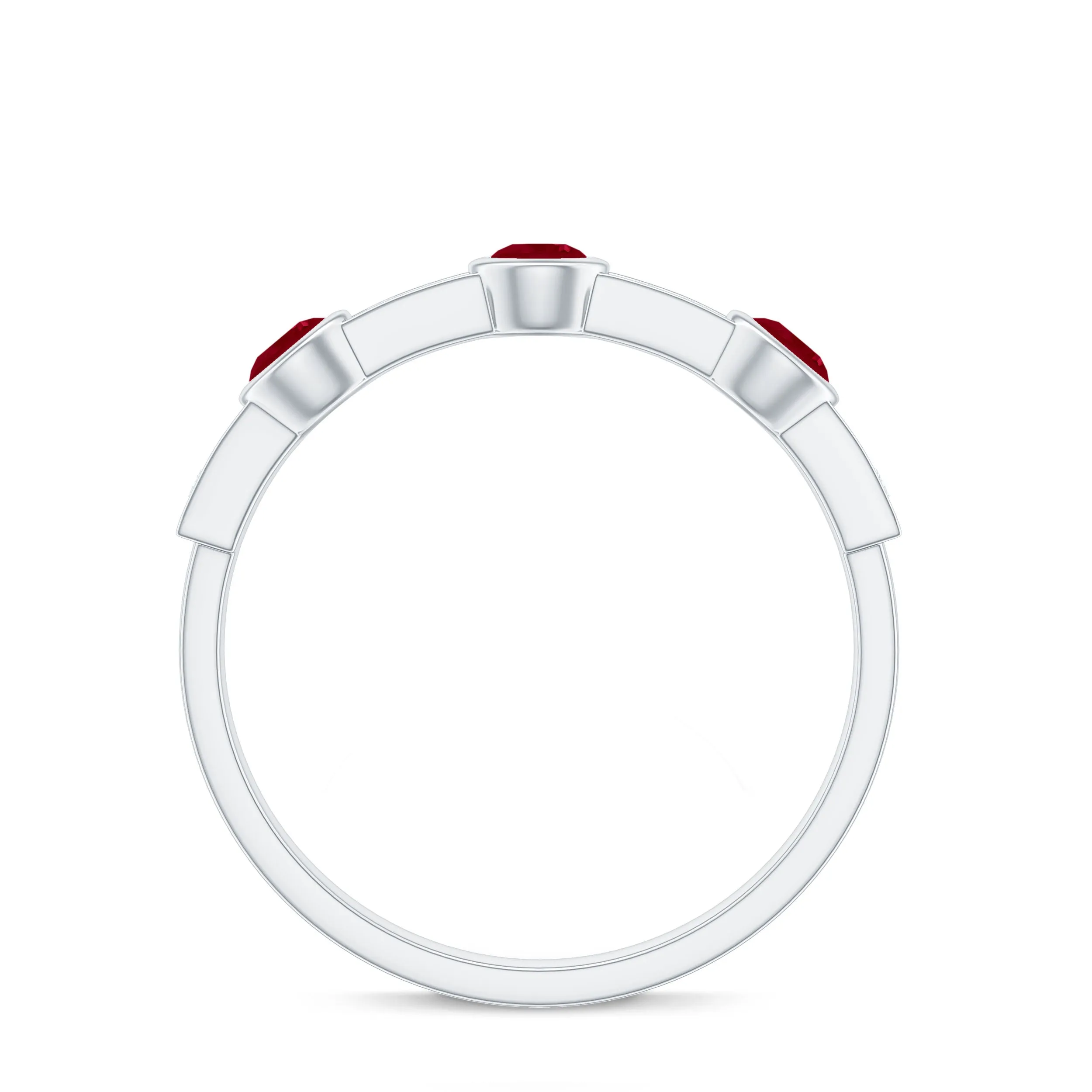 Minimal Semi Eternity Ring with Red Ruby and Diamond