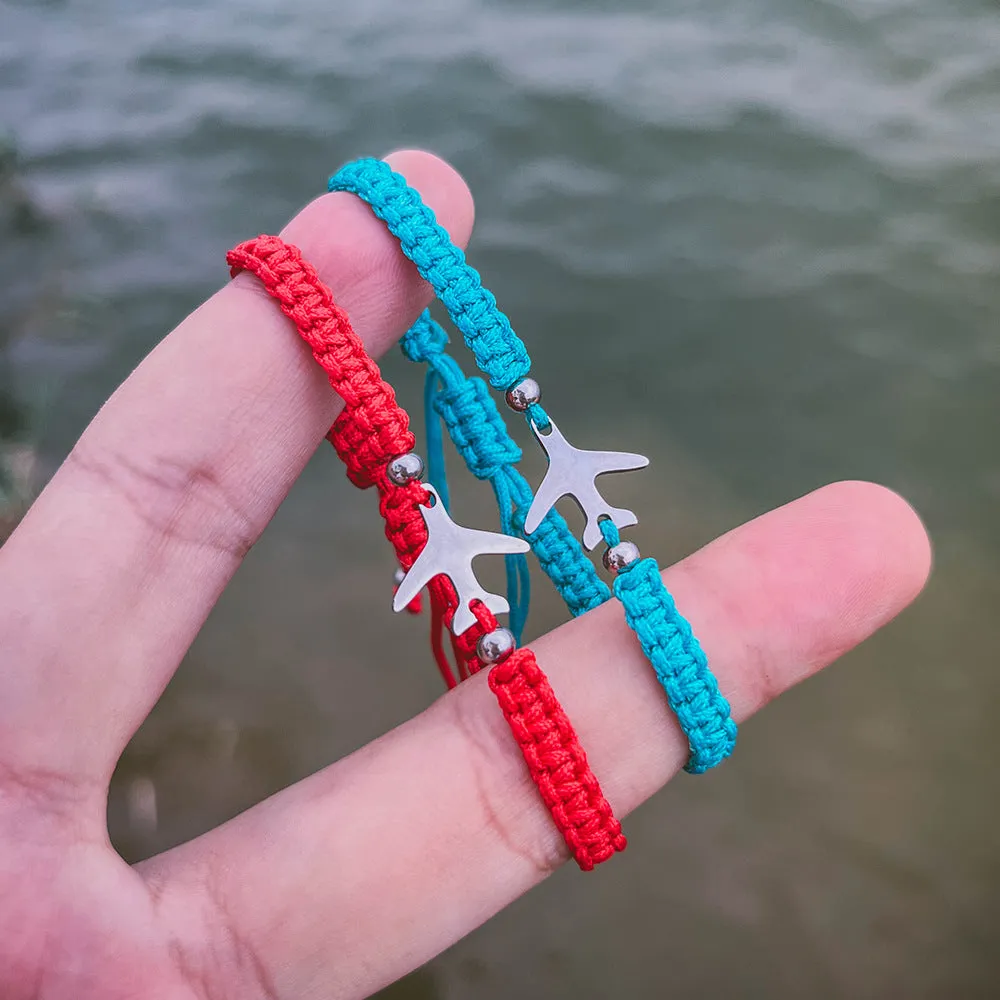 New Classic Airplane Pendant Hand-woven Red Rope Bracelet