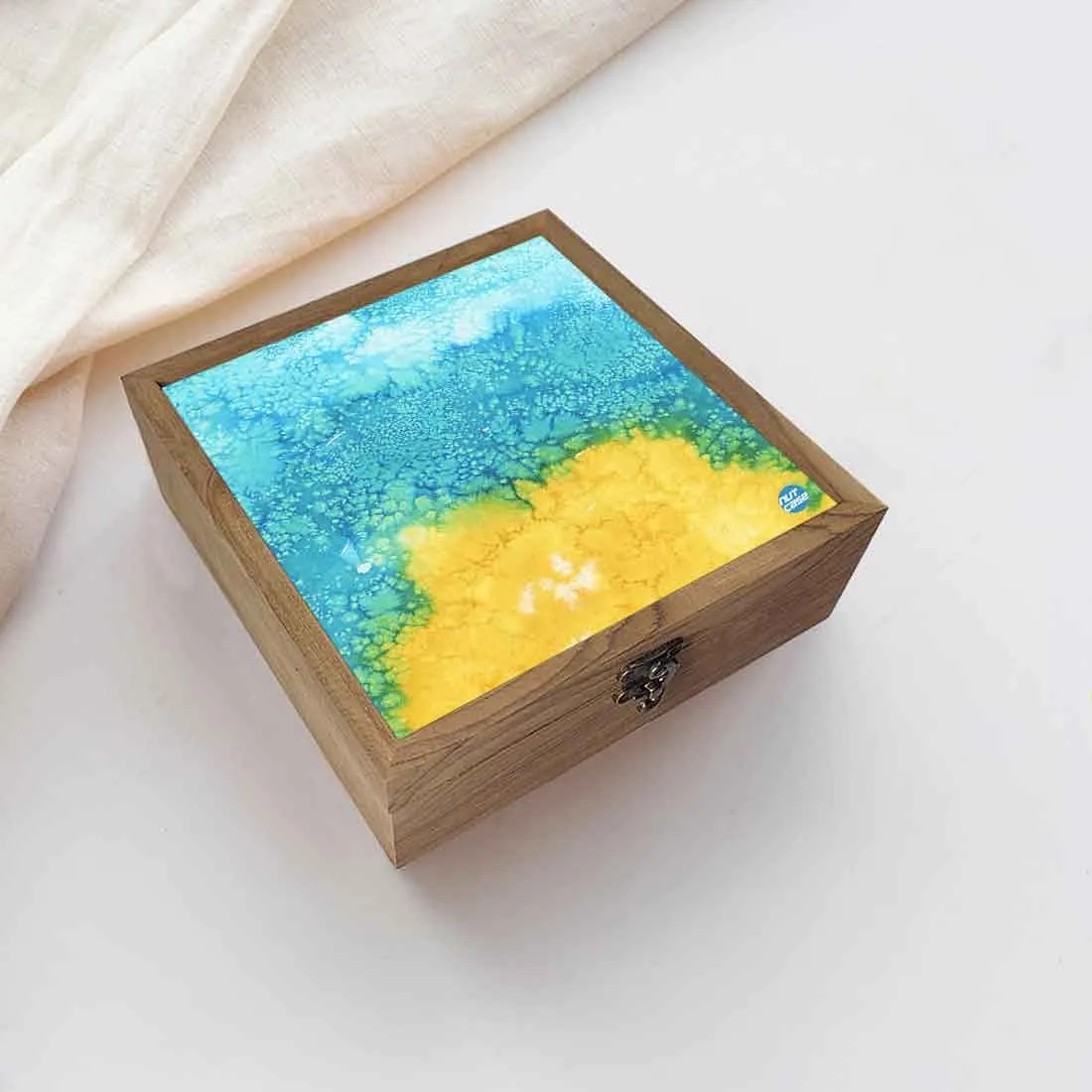 Nutcase Designer Wooden Jewellery Box Organizer  -Arctic Space Yellow Green Watercolor