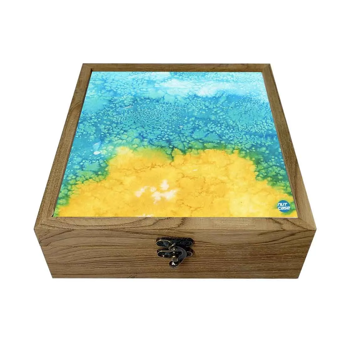 Nutcase Designer Wooden Jewellery Box Organizer  -Arctic Space Yellow Green Watercolor