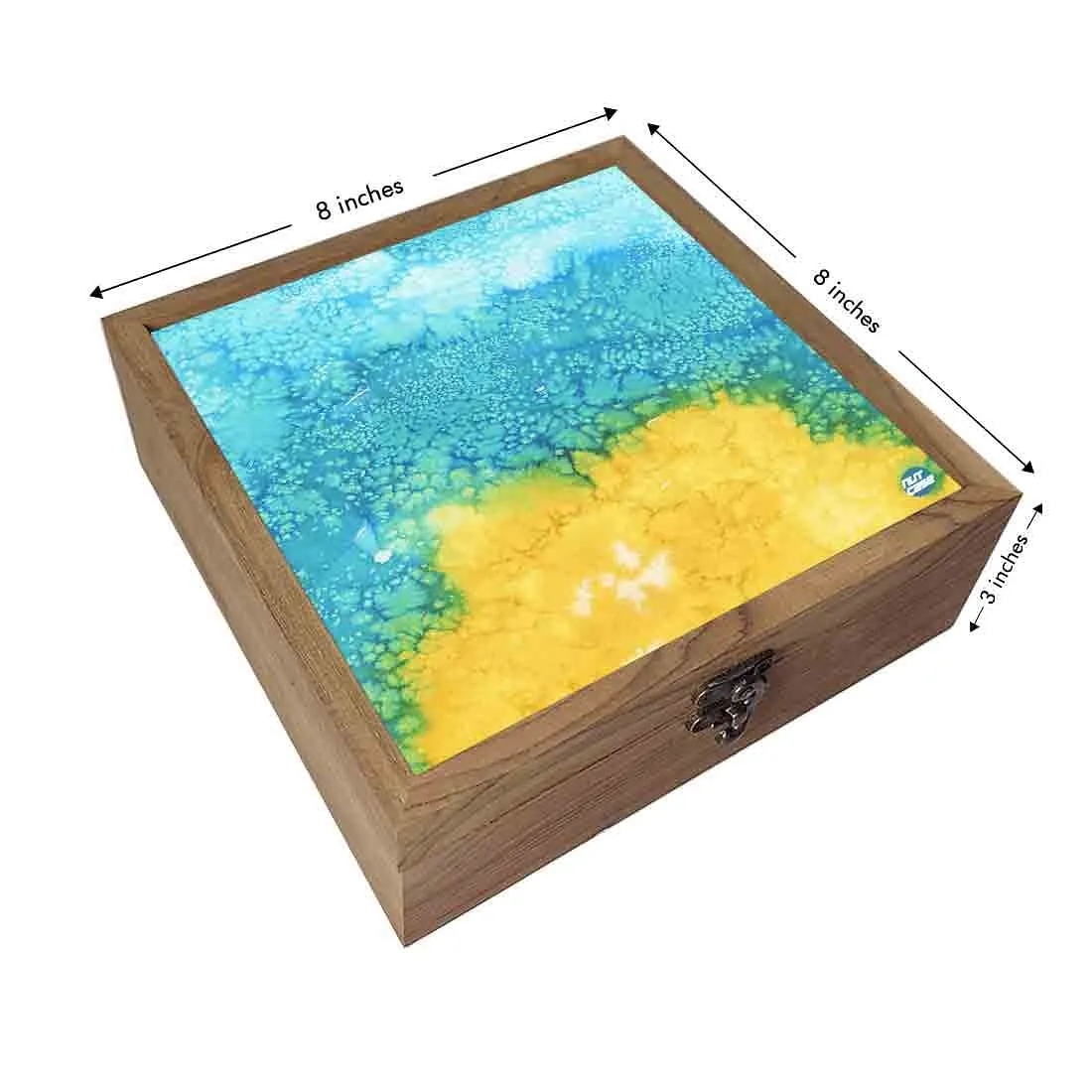 Nutcase Designer Wooden Jewellery Box Organizer  -Arctic Space Yellow Green Watercolor