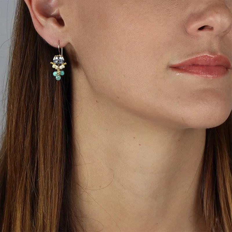 Oval Blue Zircon Clover Earrings