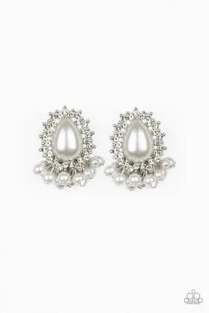 Paparazzi Earring ~ Castle Cameo - White