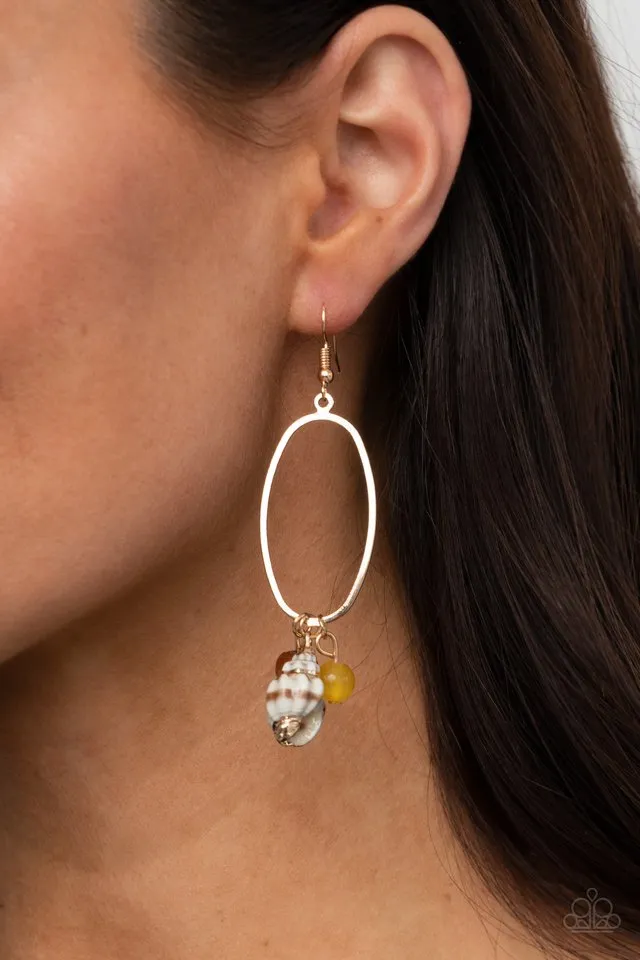 Paparazzi Earring ~ Golden Grotto - Yellow