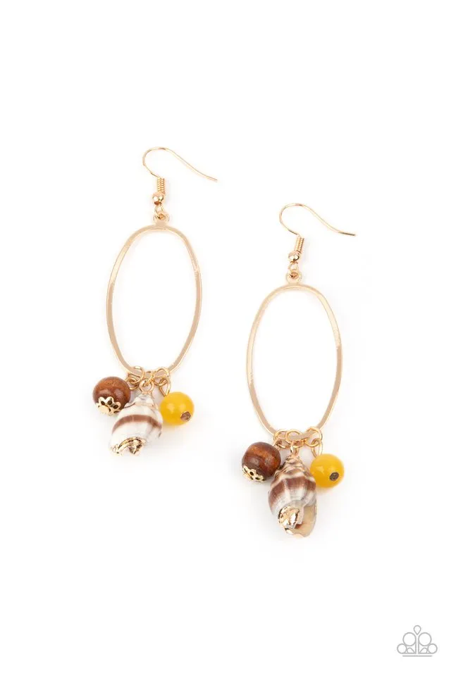 Paparazzi Earring ~ Golden Grotto - Yellow