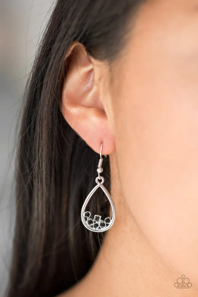 Paparazzi Earring ~ Raindrop Radiance - Black