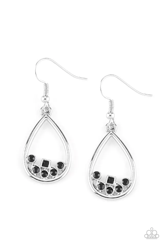 Paparazzi Earring ~ Raindrop Radiance - Black