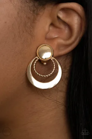 Paparazzi Earring ~ Refined Ruffles - Gold