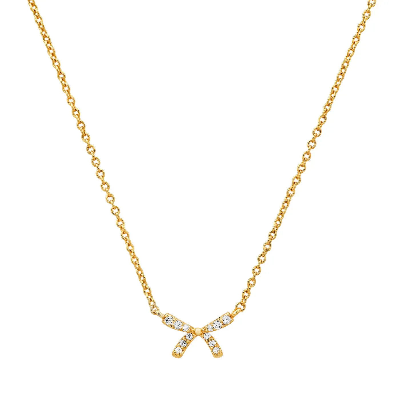 Pave CZ Delicate Bow Necklace