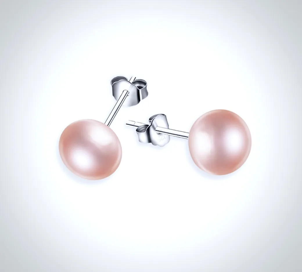 "Aster" - Freshwater Pearl and Sterling Silver Stud Earrings - More Colors