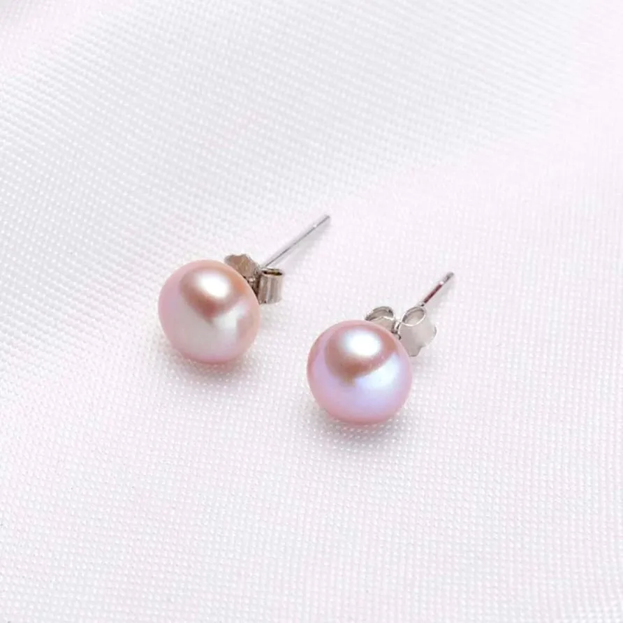 "Aster" - Freshwater Pearl and Sterling Silver Stud Earrings - More Colors