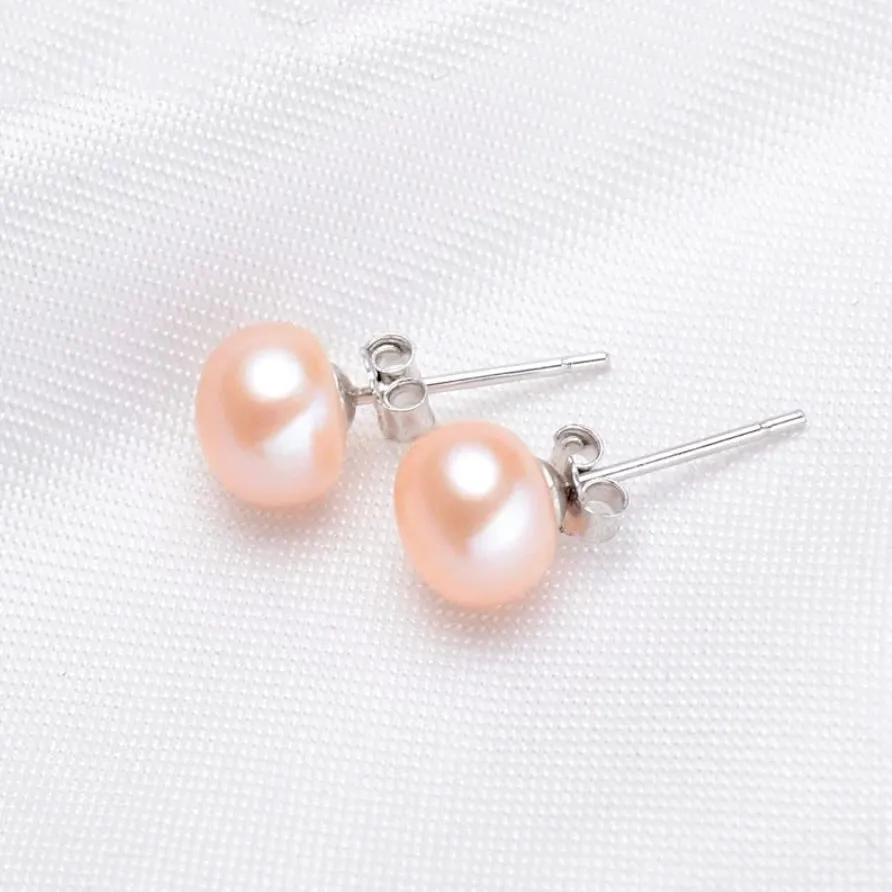 "Aster" - Freshwater Pearl and Sterling Silver Stud Earrings - More Colors