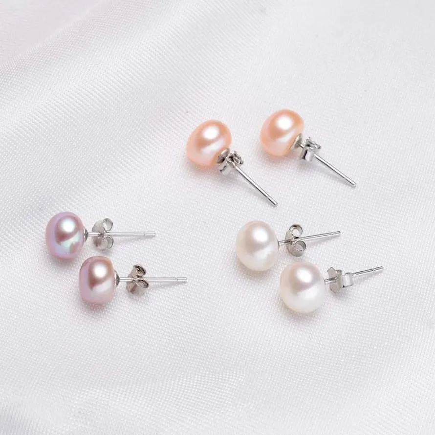 "Aster" - Freshwater Pearl and Sterling Silver Stud Earrings - More Colors