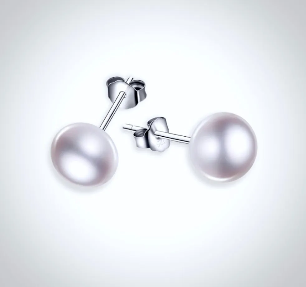 "Aster" - Freshwater Pearl and Sterling Silver Stud Earrings - More Colors