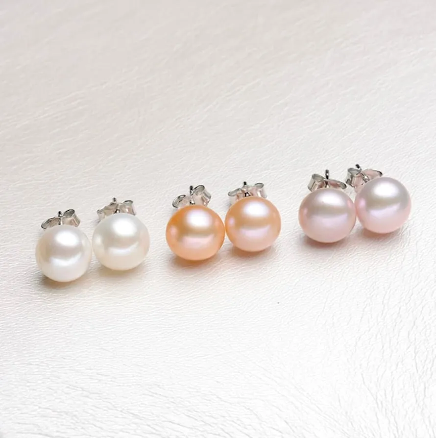 "Aster" - Freshwater Pearl and Sterling Silver Stud Earrings - More Colors