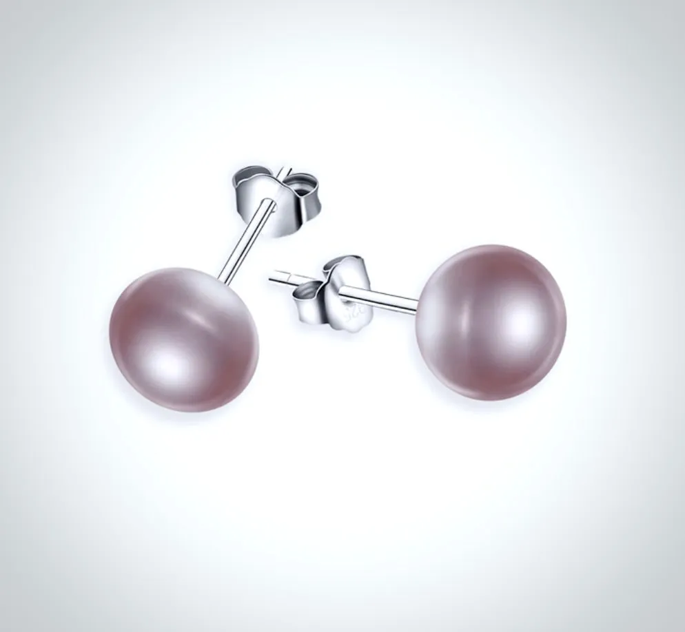 "Aster" - Freshwater Pearl and Sterling Silver Stud Earrings - More Colors