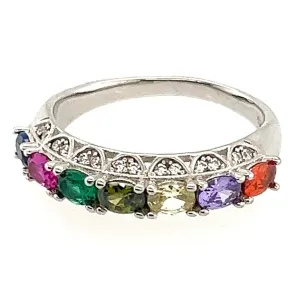 R461 Small Colorful CZ Band Ring