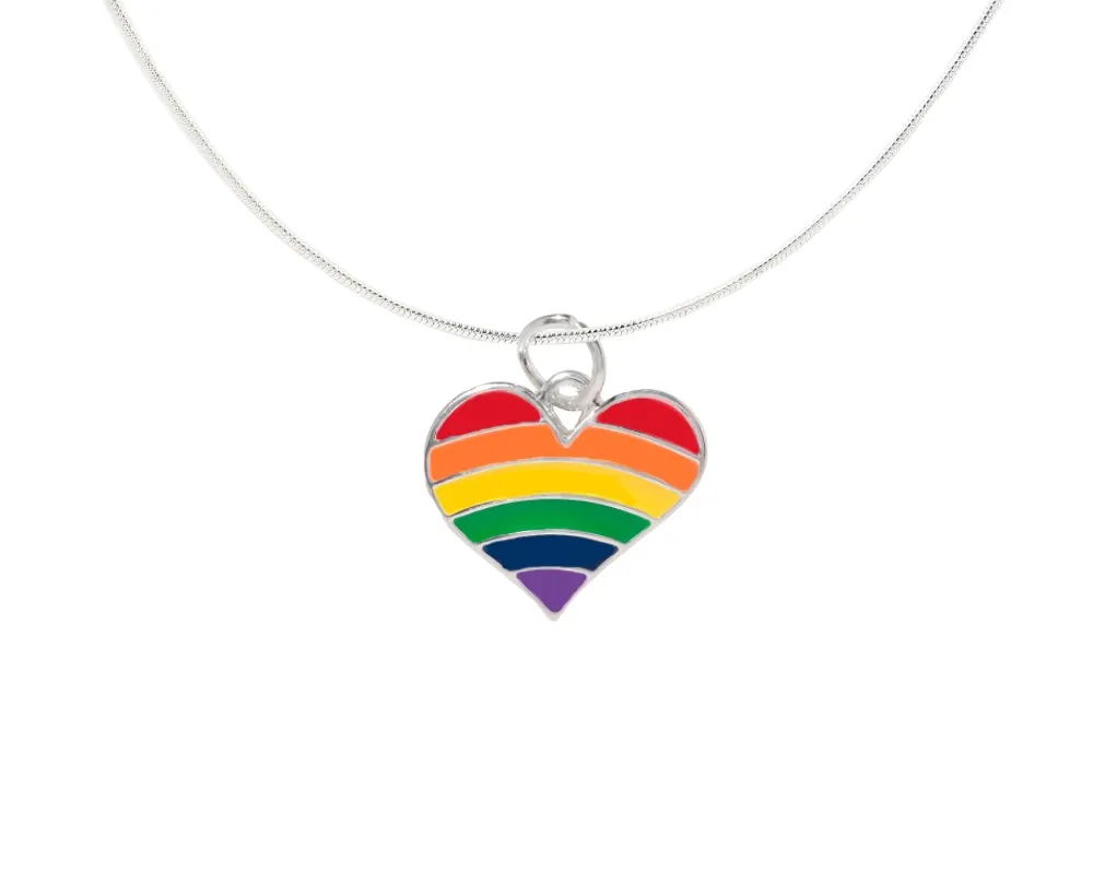 Rainbow Flag Heart Necklaces