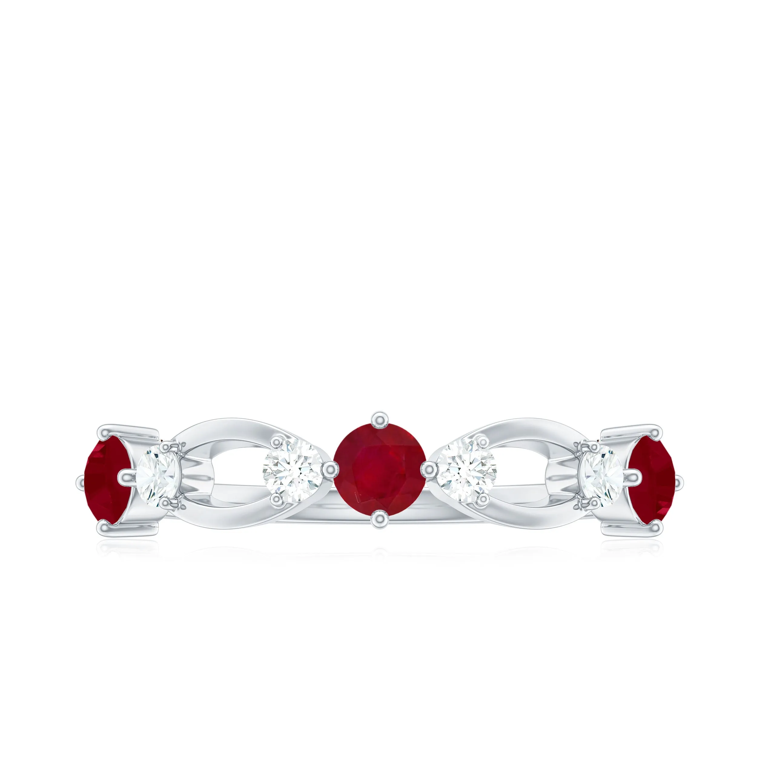 Real Ruby and Diamond Minimal Promise Ring