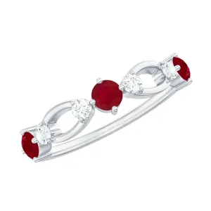 Real Ruby and Diamond Minimal Promise Ring