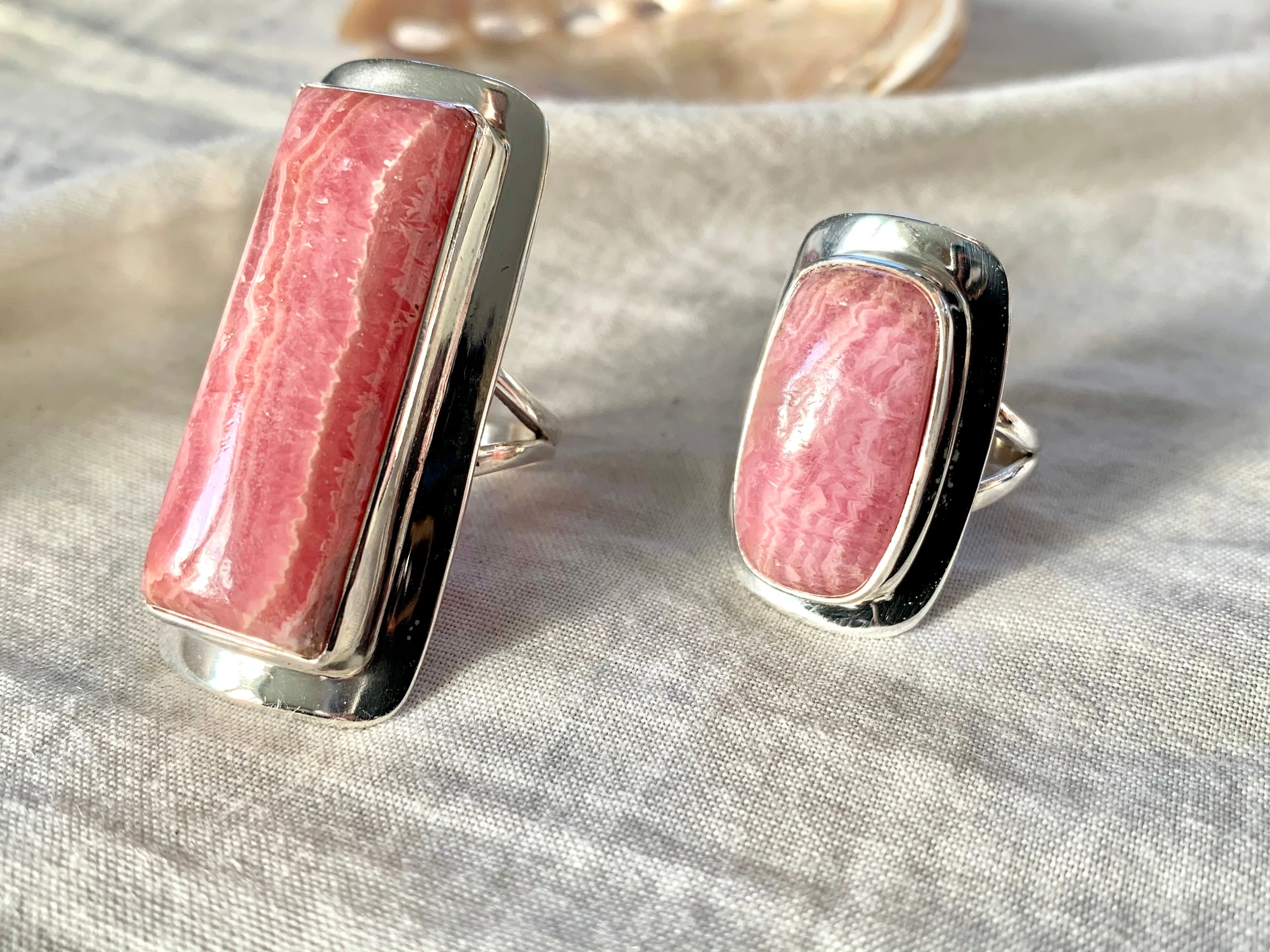 Rhodochrosite Dinah Ring - Rectangle (US 7 & 8.5)