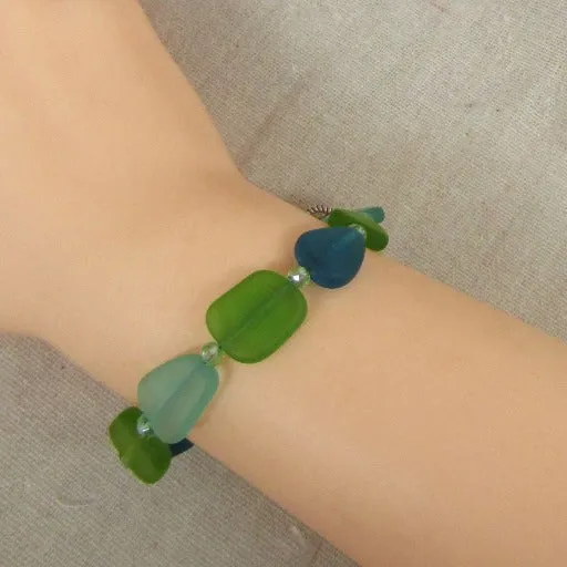 Shades of Blue & Green Sea Glass Bracelet