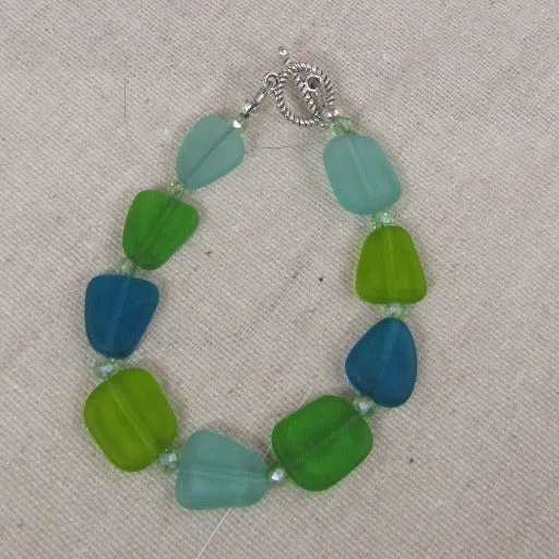 Shades of Blue & Green Sea Glass Bracelet