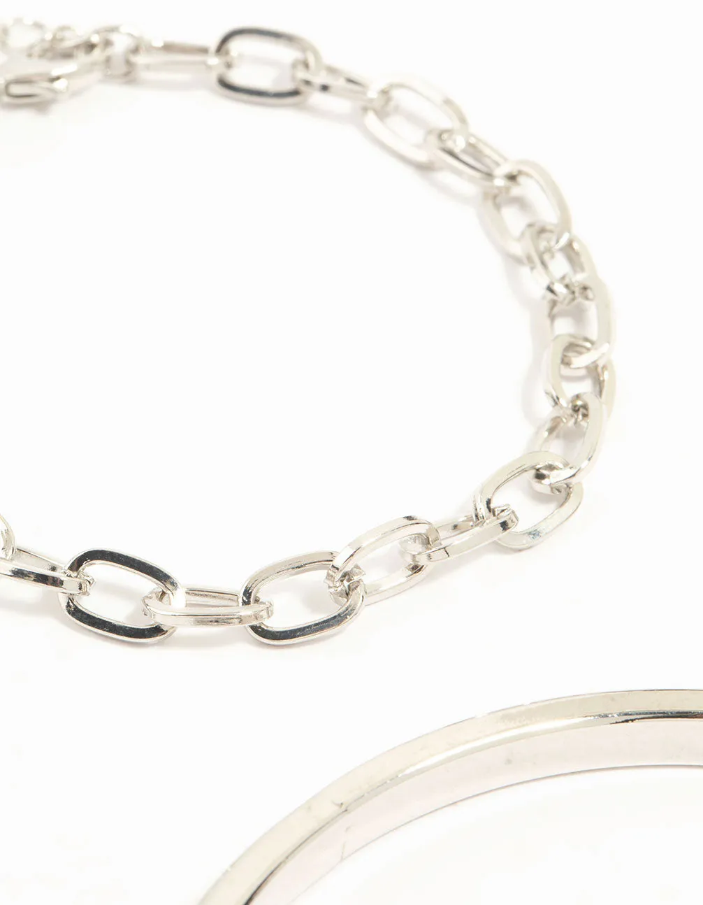 Silver Chain & Sleek Bracelets 4-Pack