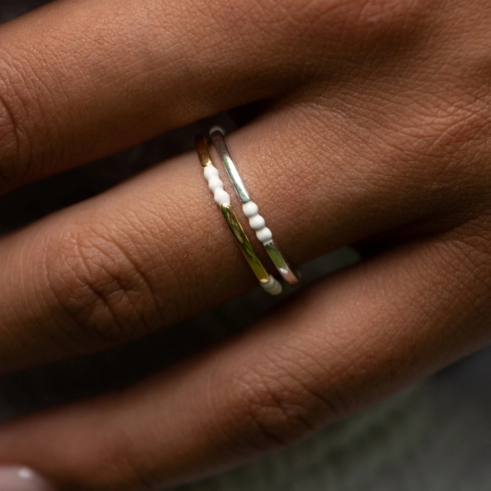 Silver Enamel Dot Stacking Ring