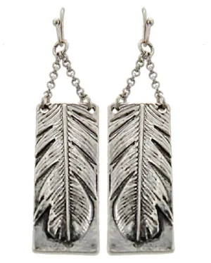 Silver Tone Feather Earrings